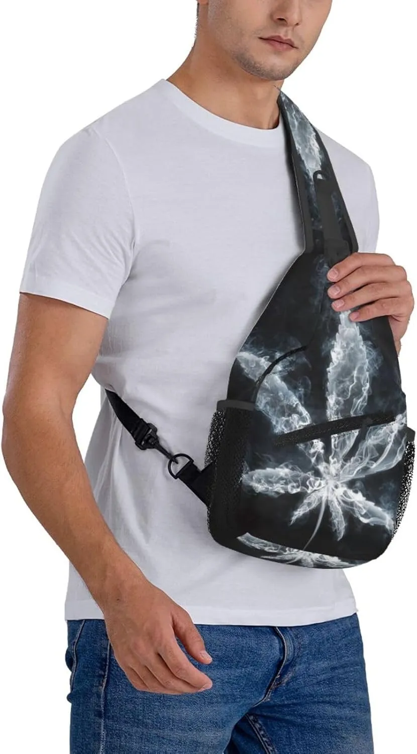 Colorful Cannabis Leaf Small Crossbody Backpack Sling Bag For Men Women Mini One Shoulder Chest Bags Gym Sport Travel Hiking Daypack