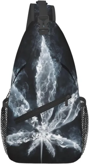 Colorful Cannabis Leaf Small Crossbody Backpack Sling Bag For Men Women Mini One Shoulder Chest Bags Gym Sport Travel Hiking Daypack
