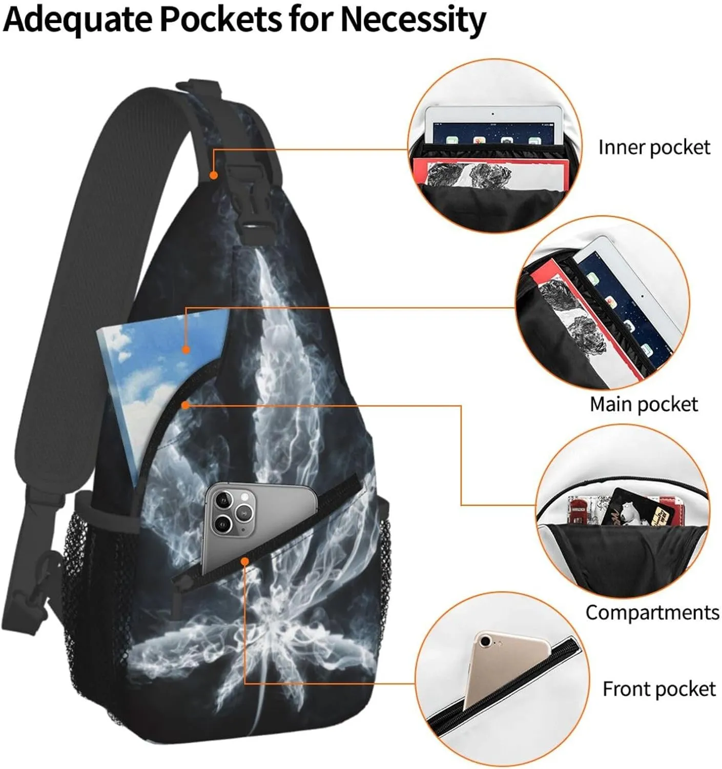 Colorful Cannabis Leaf Small Crossbody Backpack Sling Bag For Men Women Mini One Shoulder Chest Bags Gym Sport Travel Hiking Daypack