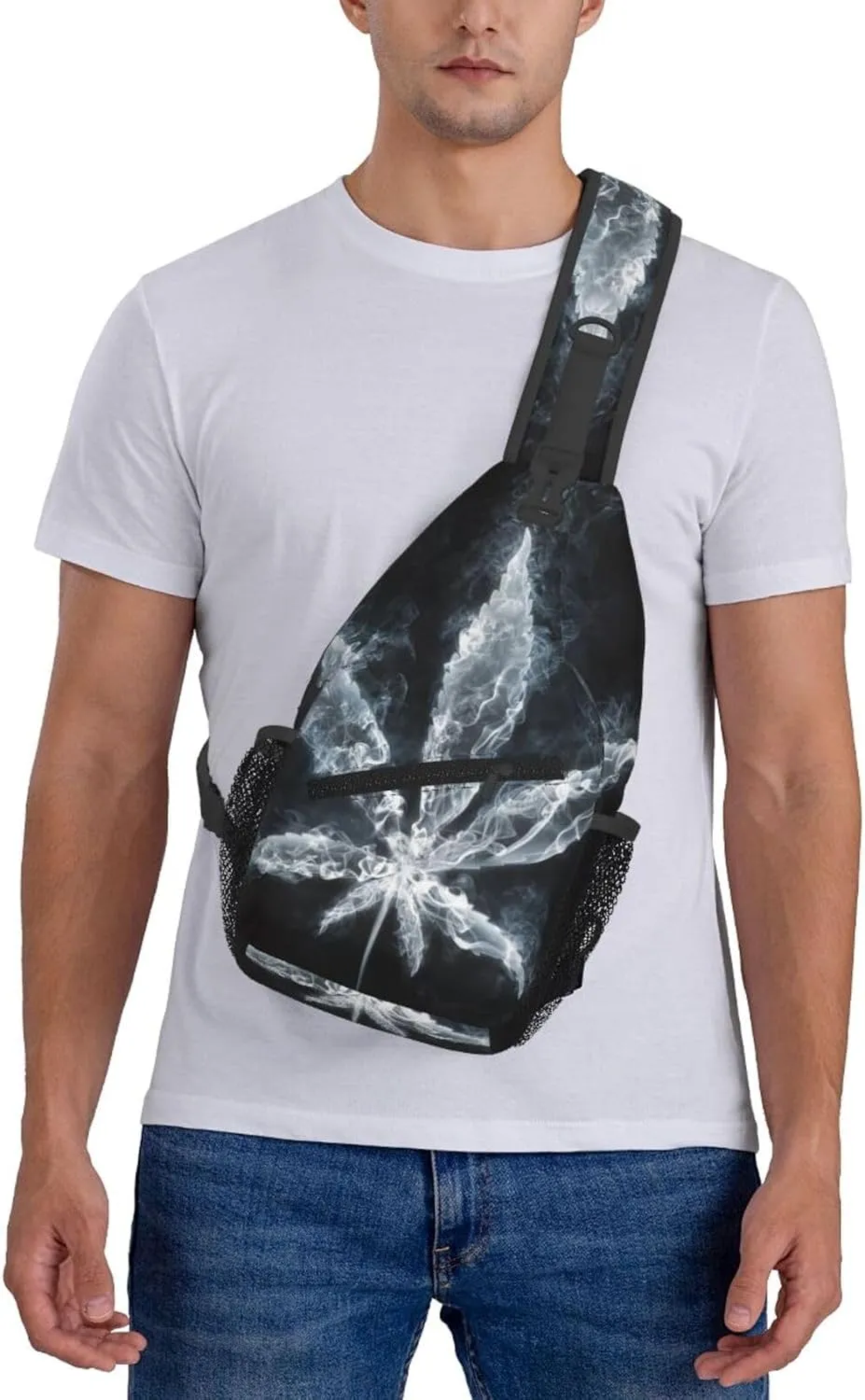 Colorful Cannabis Leaf Small Crossbody Backpack Sling Bag For Men Women Mini One Shoulder Chest Bags Gym Sport Travel Hiking Daypack
