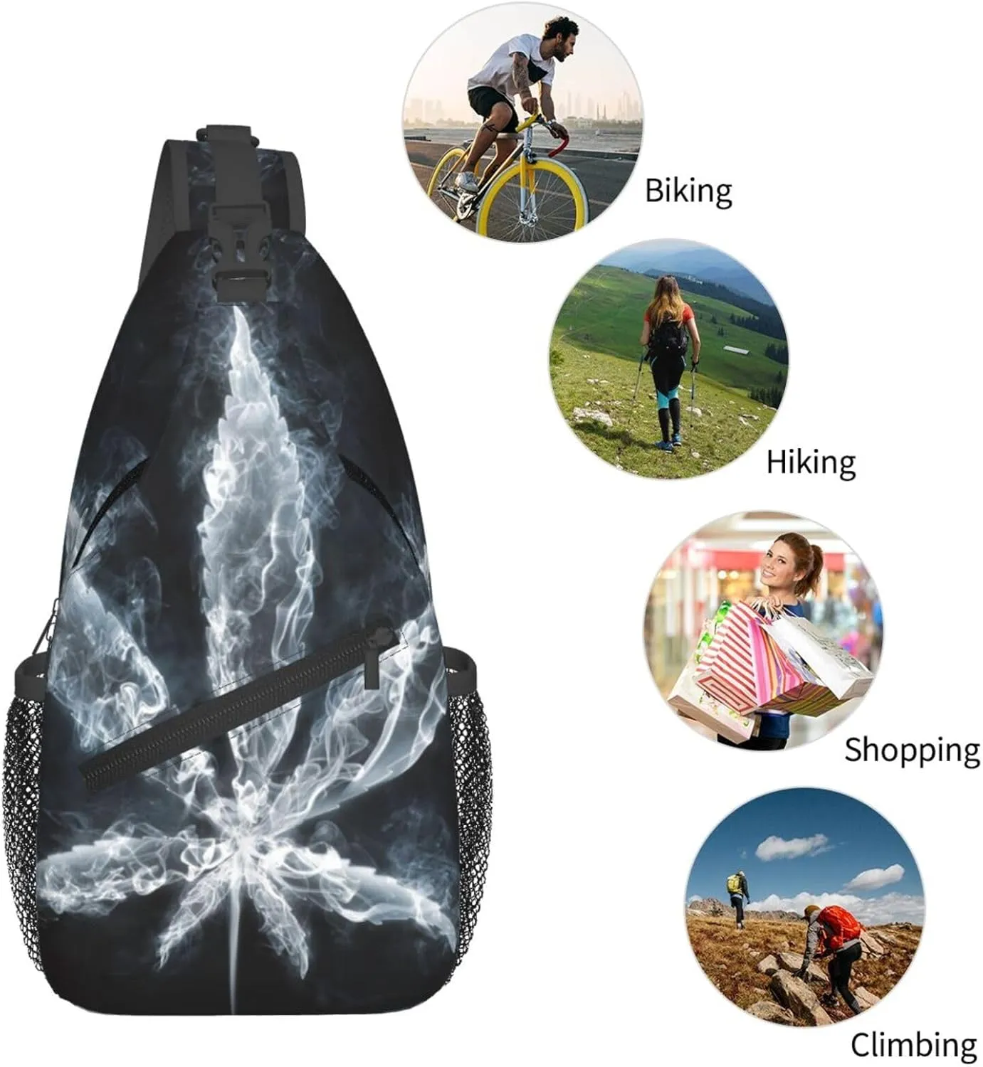 Colorful Cannabis Leaf Small Crossbody Backpack Sling Bag For Men Women Mini One Shoulder Chest Bags Gym Sport Travel Hiking Daypack