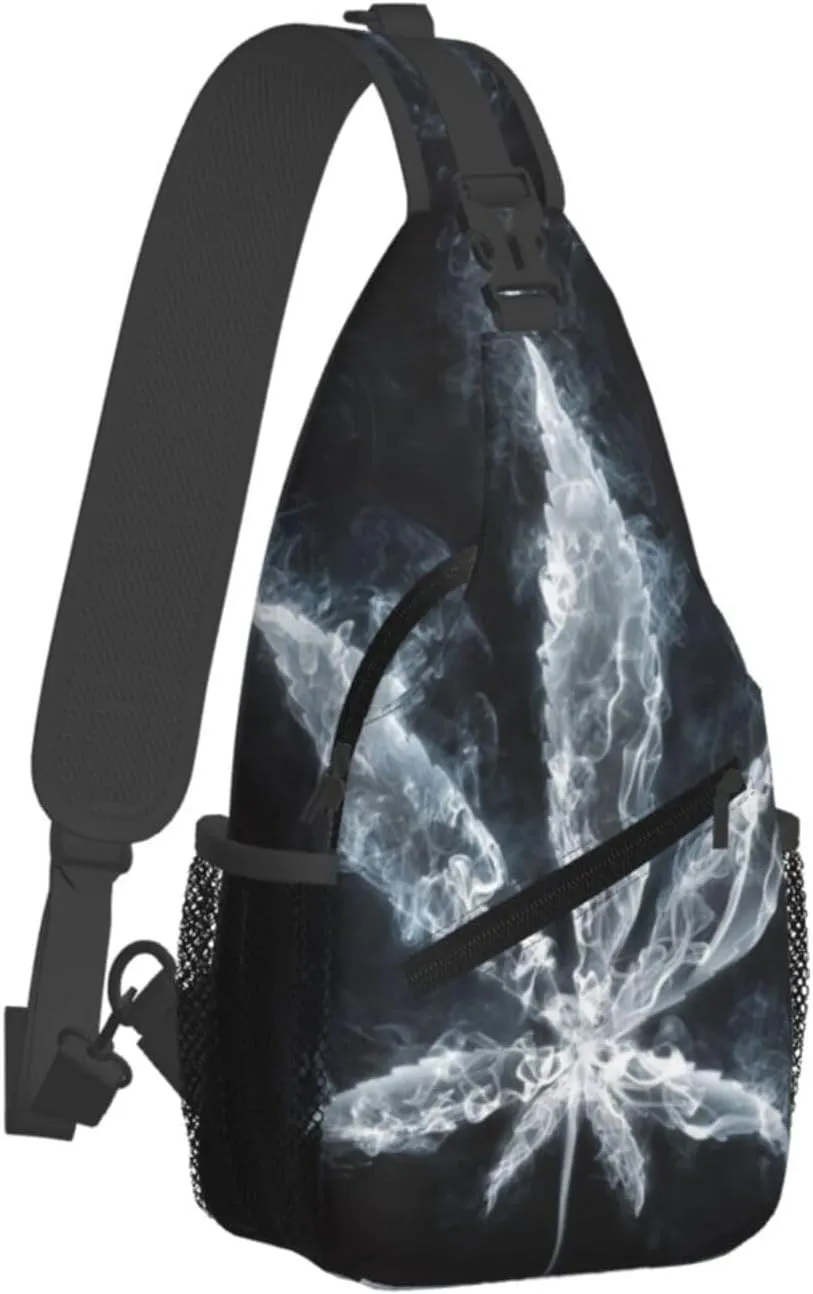 Colorful Cannabis Leaf Small Crossbody Backpack Sling Bag For Men Women Mini One Shoulder Chest Bags Gym Sport Travel Hiking Daypack