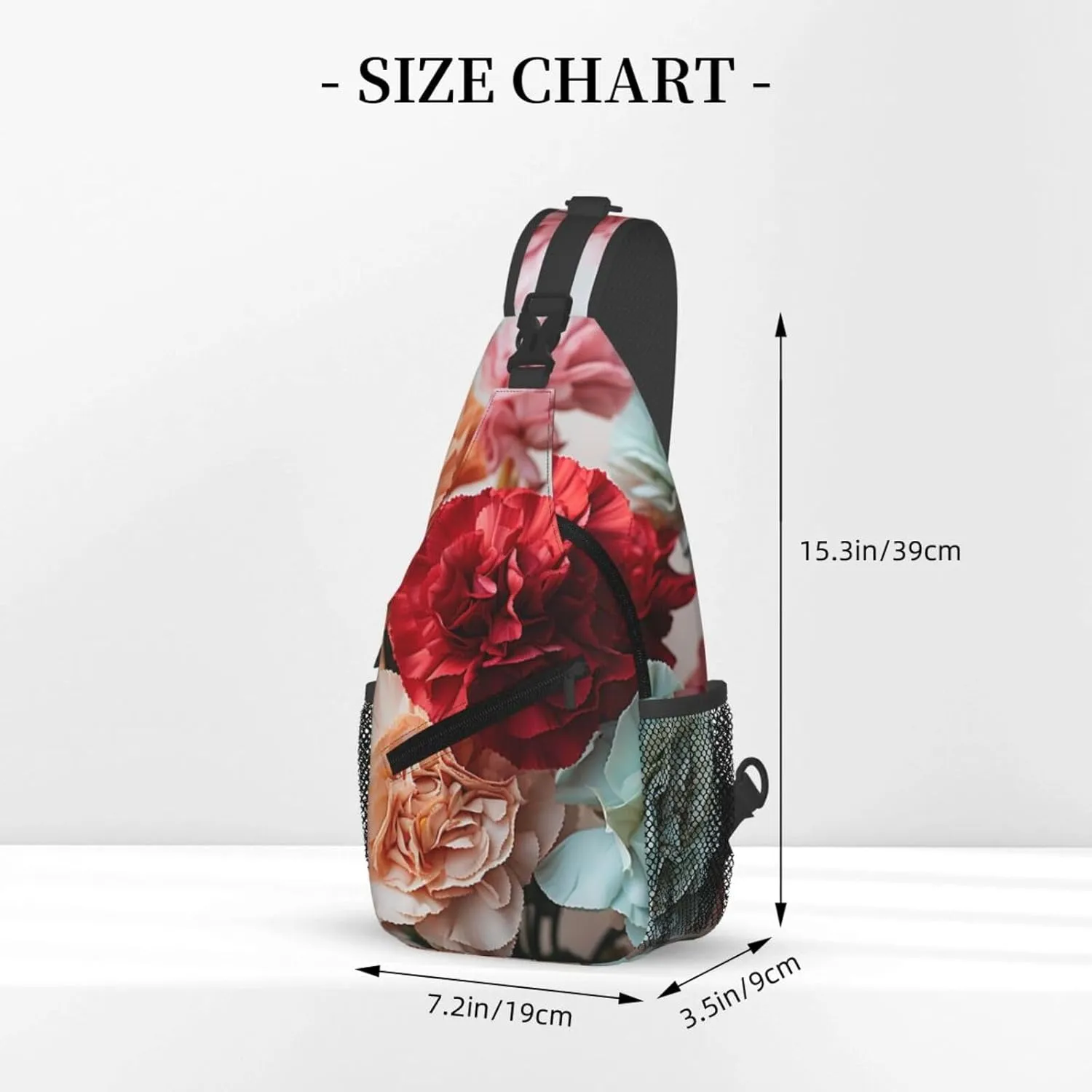 Colorful Carnations Flowers Sling Bag Backpack For Men Cross Chest Bag Crossbody Shoulder Bag Travel Hiking Daypack
