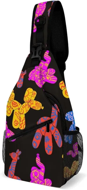 Colorful Dog Balloon Sling Backpack Mans Womens Crossbody Backpack Chest Bag Cycling Daypack Travel Bag Casual Daypacks Outdoor Backpacks