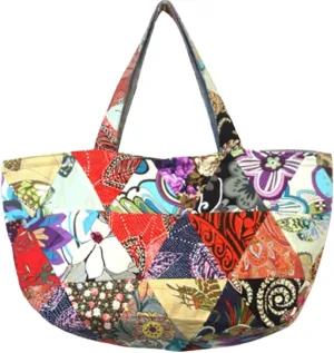 Colorful Ethnic Style Patch Pack, Hippie Tribe Retro Large Tote Bag Suitable for Vacation; Shopping and Travel
