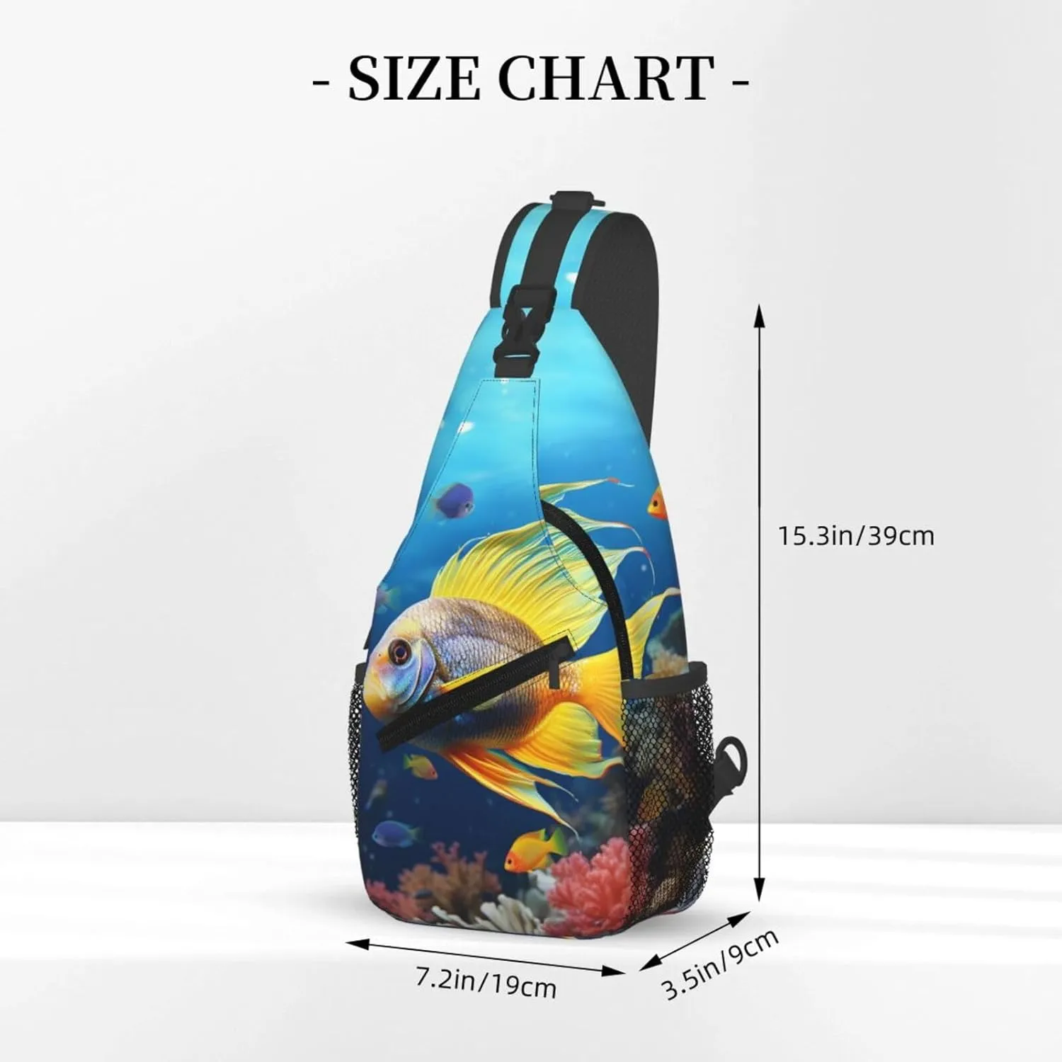 Colorful Fish Sling Bag Backpack For Men Cross Chest Bag Crossbody Shoulder Bag Travel Hiking Daypack