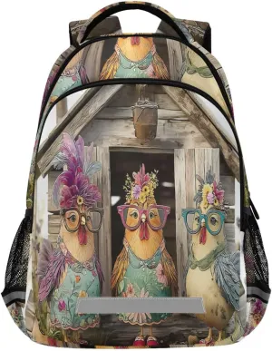 Colorful Hen Clothes Chicken House Backpack for Boys Girls Elementary School Bag Kids Travel Bags Casual Rucksack Laptop Bookbag