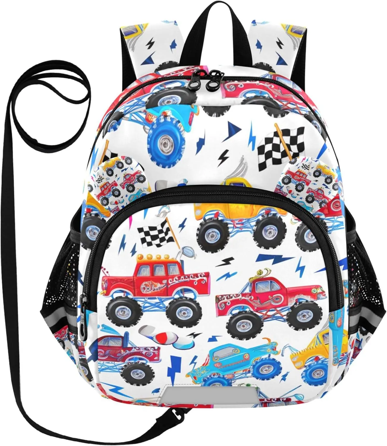 Colorful Monster Trucks Kids Backpack for Toddler Custom Preschool Bookbag Kindergarten Cute M 10L