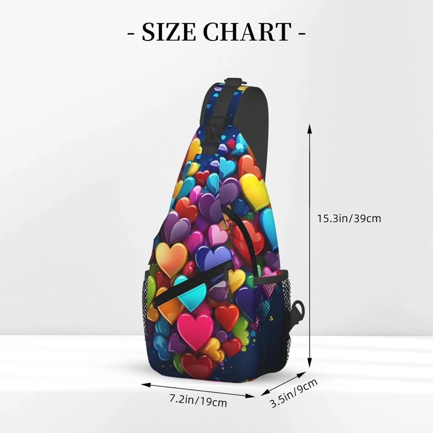 Colourful Heart Sling Bag Backpack For Men Cross Chest Bag Crossbody Shoulder Bag Travel Hiking Daypack