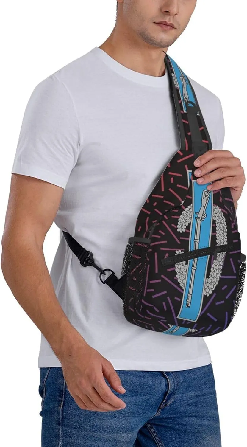 Combat Infantry Badge Crossbody Backpack Chest Shoulder Bag Lightweight One Strap Travel Hiking Daypack