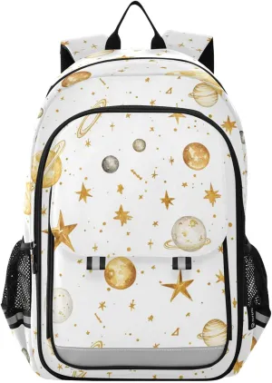Comets Planet Meteors Design Backpack for Boys Girls Elementary School Bag Kids Bookbag Travel Rucksack With Reflective Stripes