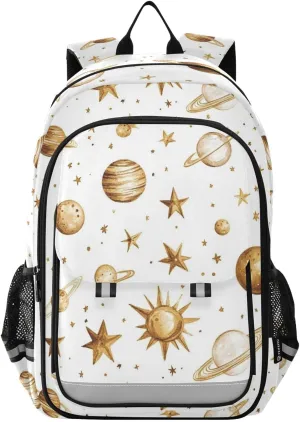 Comets Planet Meteors Print Backpack for Boys Girls Elementary School Bag Kids Bookbag Travel Rucksack With Reflective Stripes