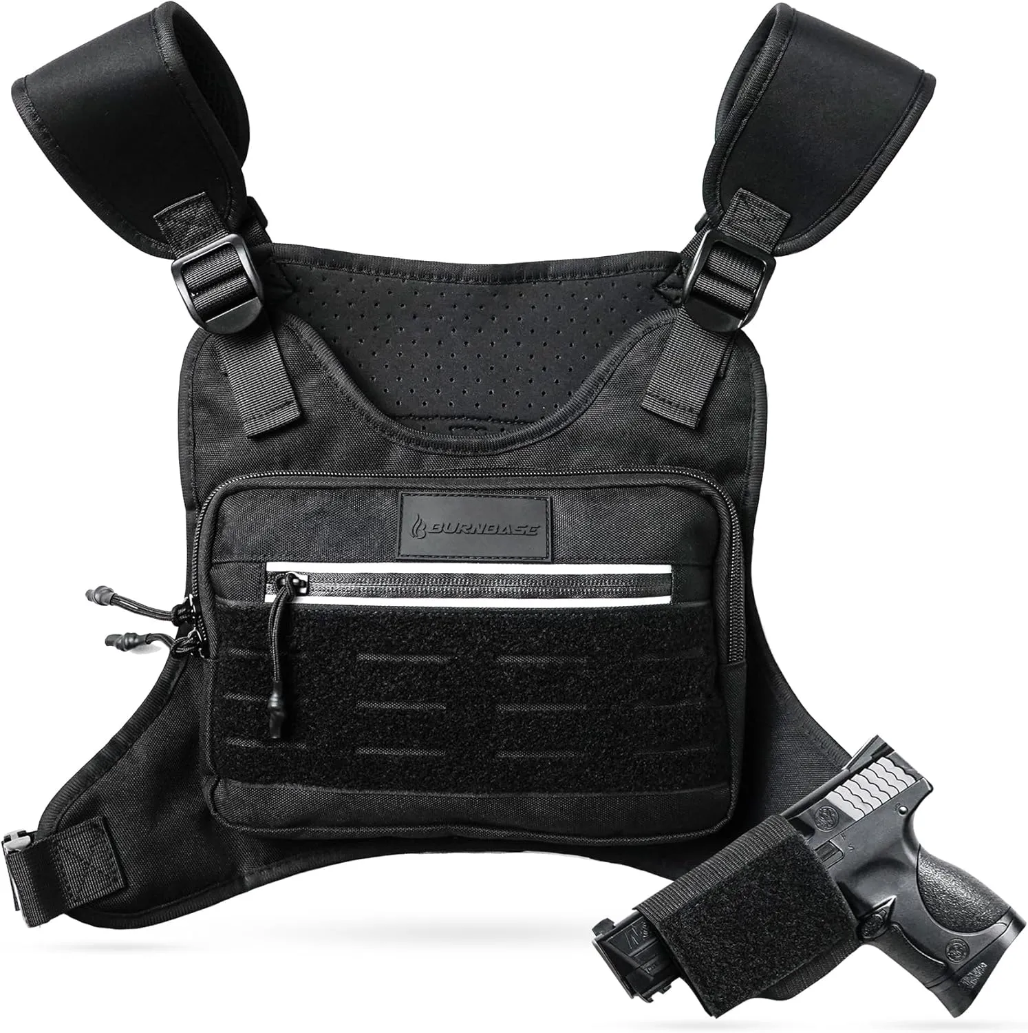 Concealed Carry Chest Pack Running Chest Bag for Men or Women Chest Vest Holster EDC Travel Chest Pack for Running, Hiking, Workouts BLACK