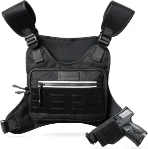 Concealed Carry Chest Pack Running Chest Bag for Men or Women Chest Vest Holster EDC Travel Chest Pack for Running, Hiking, Workouts BLACK