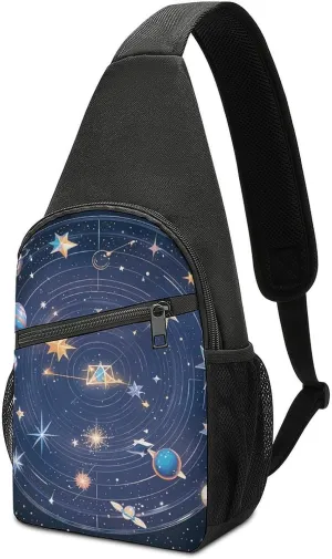 Constellations Cosmic Galaxies Sling Bag Mini Crossbody Bags Travel Daypack Fanny Chest Bag Sling Backpack for Men Women