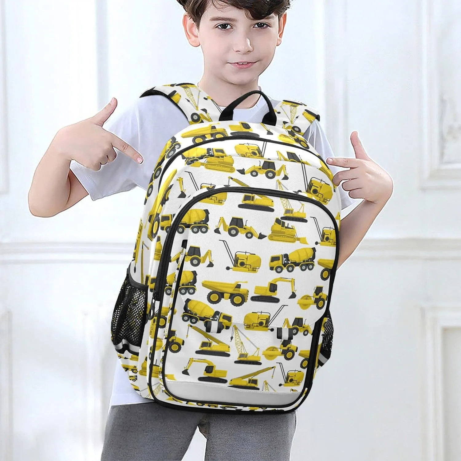 Construction Truck Excavator Bulldozer Backpack for Student; School Backpacks Travel Laptop Bags Bookbags for Suitable for ages 6-12 Student