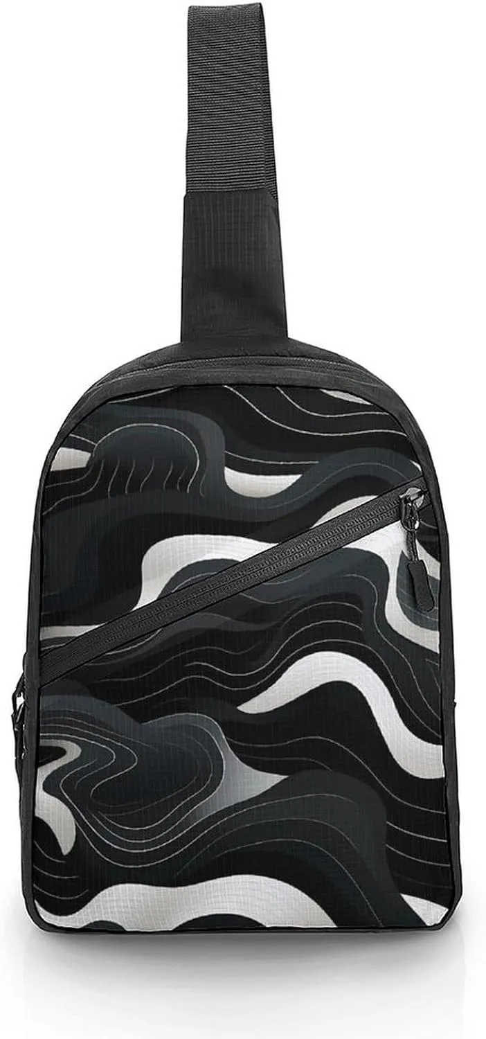Contour Topography Map Pattern Sling Bag for Women Crossbody Purse Multipurpose Chest Bag Travel Shoulder Backpack