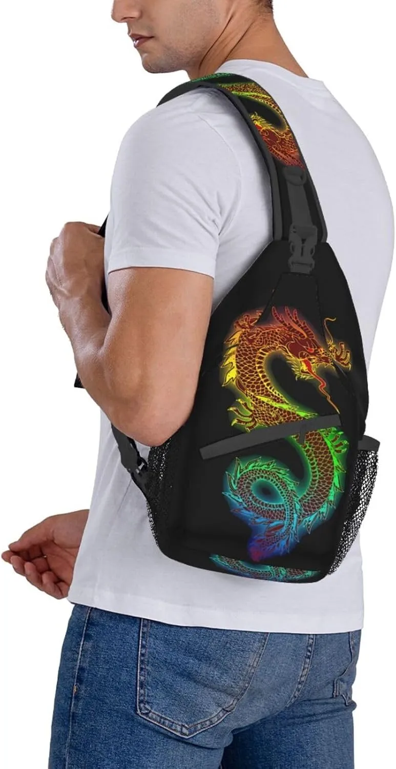 Cool Dragon Crossbody Bags for Women Men Red Dragon Sling Bag Backpack Casual Chest Bag with Adjustable Shoulder Strap