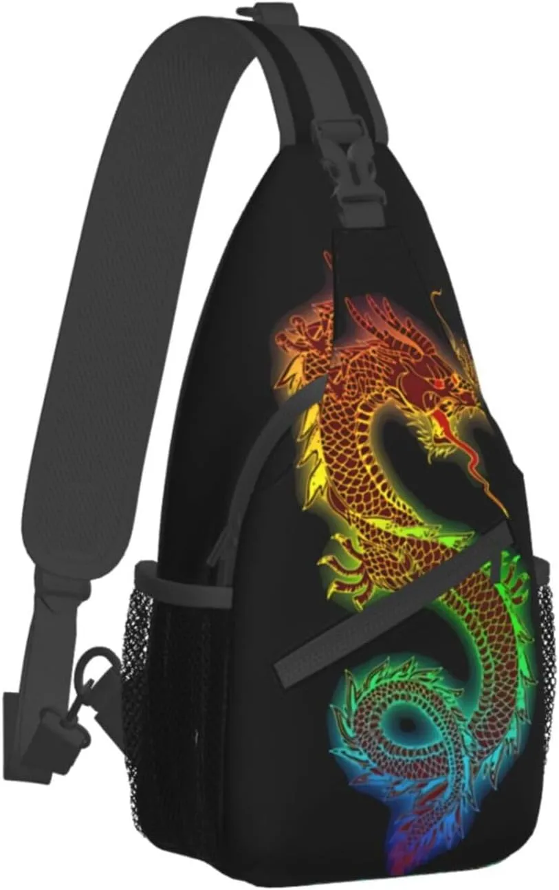 Cool Dragon Crossbody Bags for Women Men Red Dragon Sling Bag Backpack Casual Chest Bag with Adjustable Shoulder Strap
