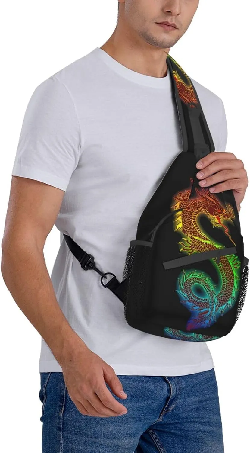 Cool Dragon Crossbody Bags for Women Men Red Dragon Sling Bag Backpack Casual Chest Bag with Adjustable Shoulder Strap