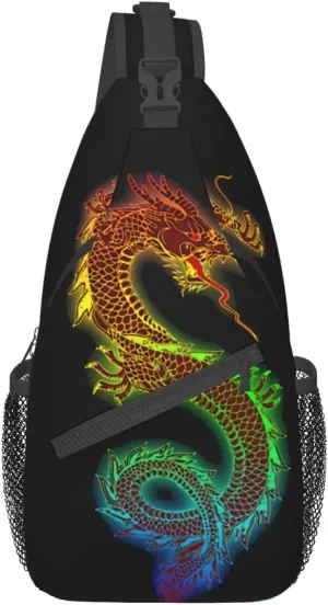 Cool Dragon Crossbody Bags for Women Men Red Dragon Sling Bag Backpack Casual Chest Bag with Adjustable Shoulder Strap