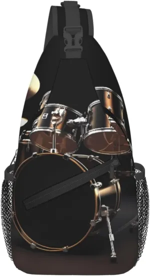 Cool Drum Set Crossbody Bags for Men Women Fashion Sling Backpack Casual Chest Bag Travel Hiking Daypack