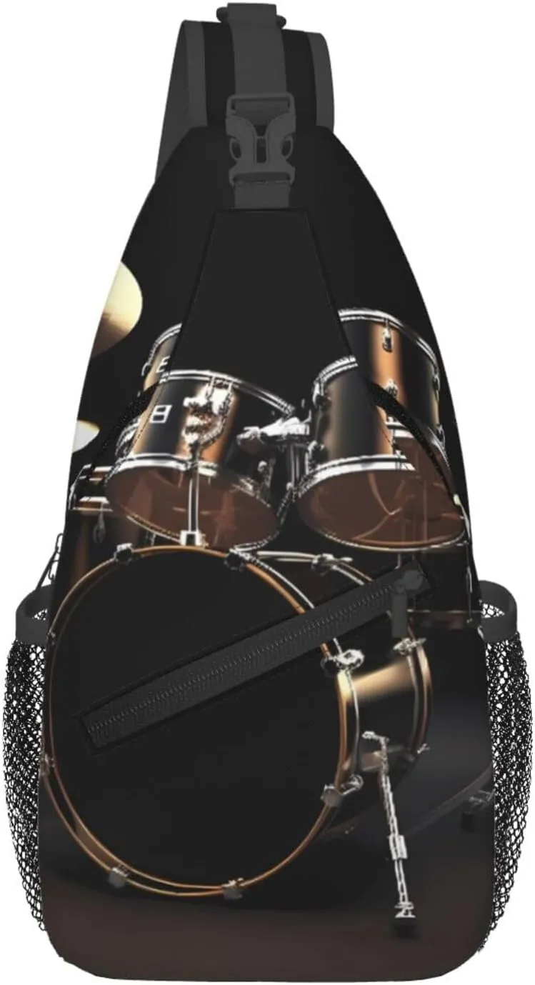 Cool Drum Set Crossbody Bags for Men Women Fashion Sling Backpack Casual Chest Bag Travel Hiking Daypack