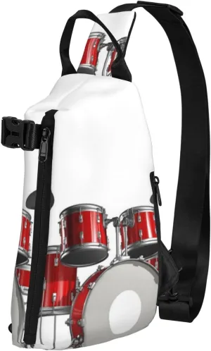 Cool Drum Set Print Crossbody Backpack Unisex Chest Bag, Lightweight And Sling Bag For Travel