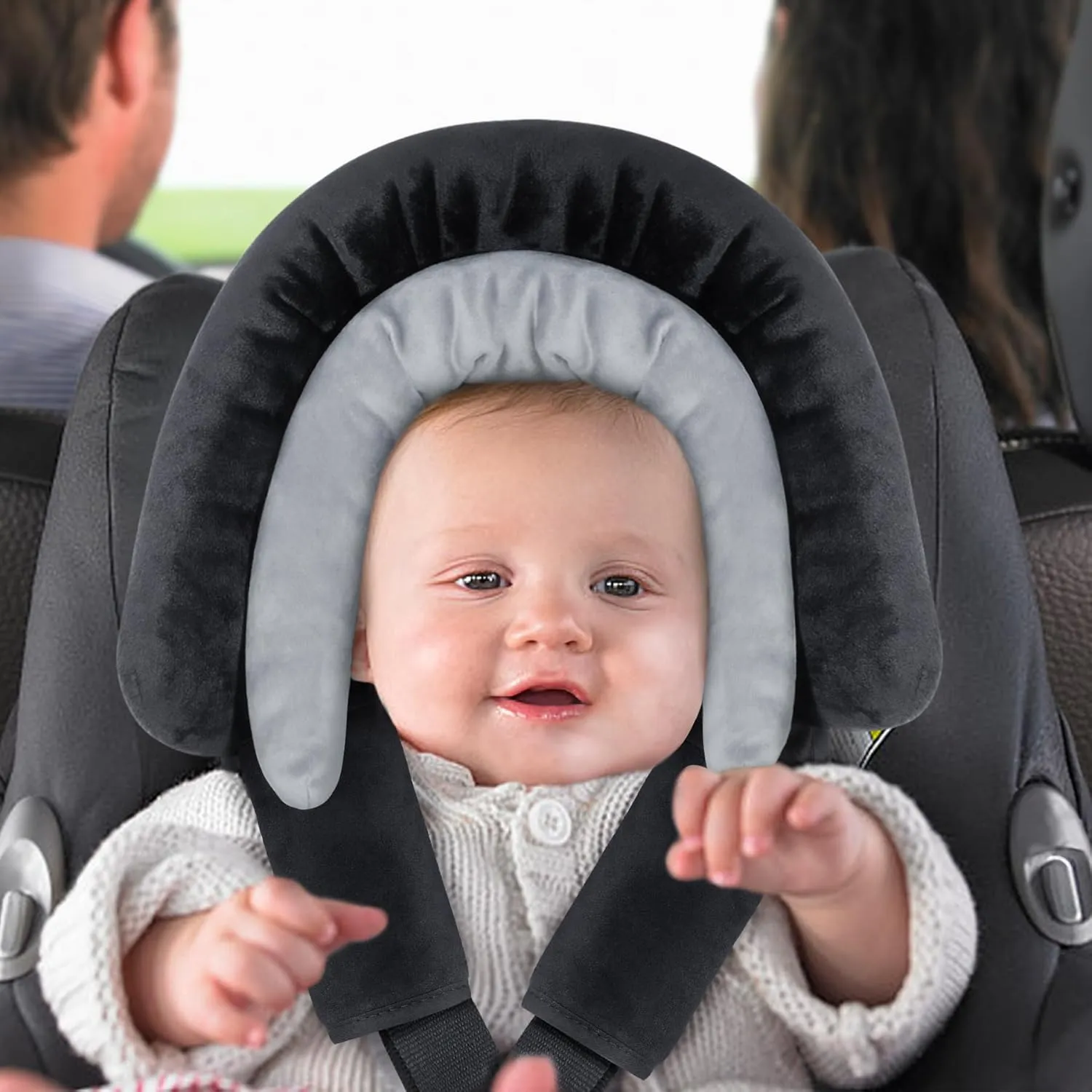 COOLBEBE New Babybody Support & Strap Covers Set for Newborn Infant Toddler- Extra Soft Stroller Cushion Pads Car Seat Insert, Perfect for Carseats, Strollers, Swings, Black