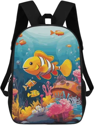 Coral Reef with Colorful Fish Backpack Casual Travel Bag Lightweight Waterproof Laptop Daypack for Women Men 17 Inch