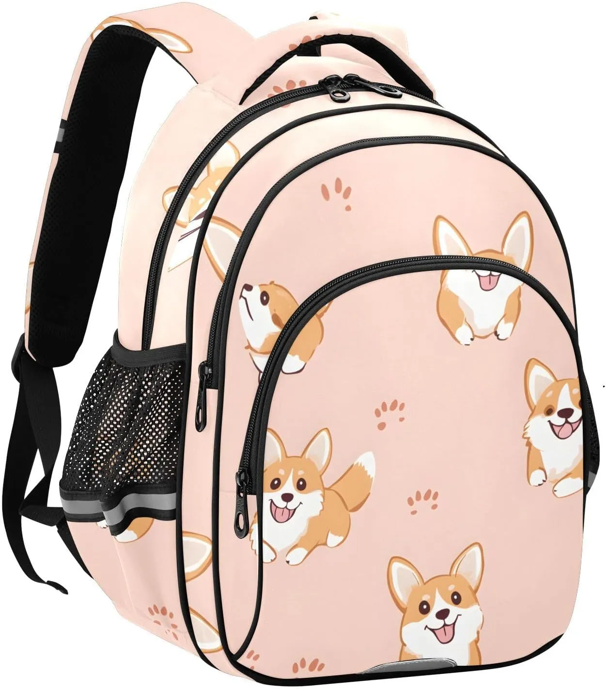 Corgi Footprints for Teens Water Resistant Laptop Bags Travel Daypacks,15.3" H