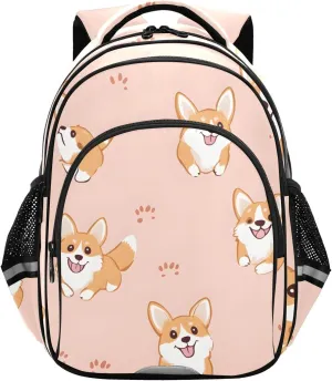 Corgi Footprints for Teens Water Resistant Laptop Bags Travel Daypacks,15.3" H