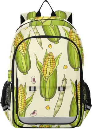 Corn and Beans Backpack Girls Boys Elementary School Bags Bookbags Laptop Backpack Travel Daypack Safe Reflective Stripes