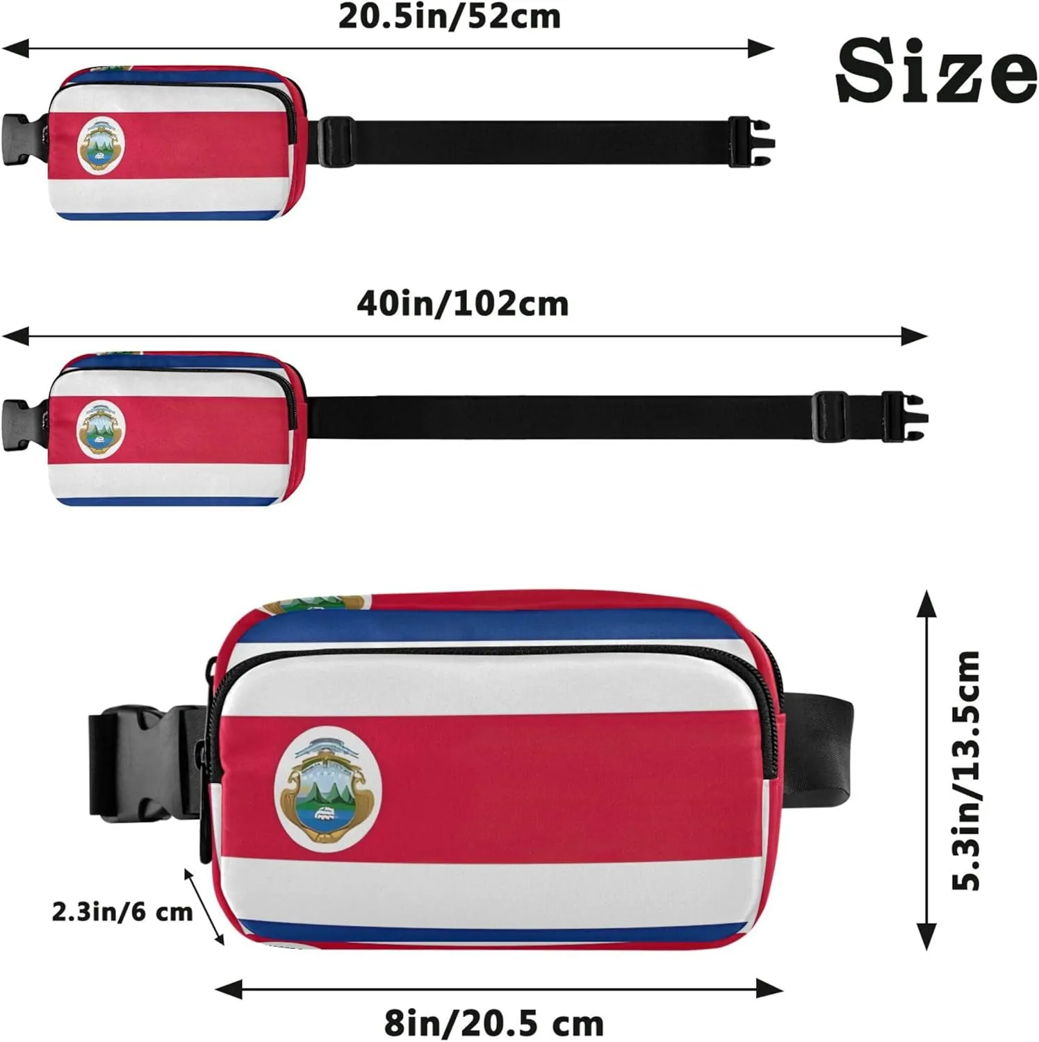 Costa Rica Flag Fanny Packs Women Waterproof Hip Pack Belt Pouch Flower Crossbody Waist Purse