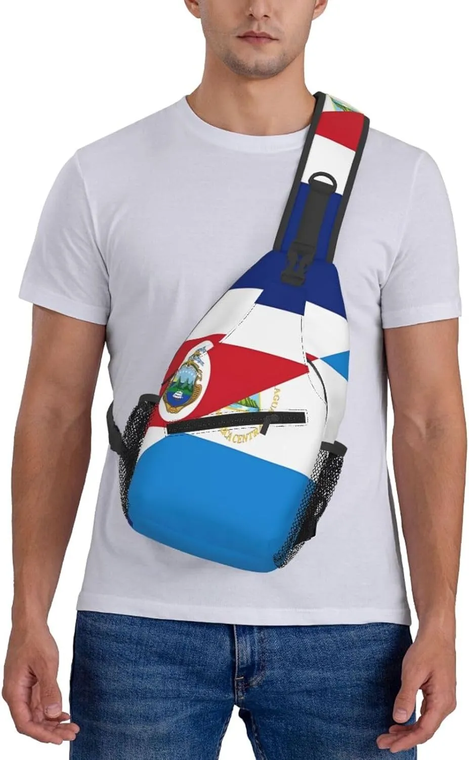 Costa Rica Nicaragua Flag Crossbody Bags Sling Backpack Cross Chest Bag Sports Shoulder Bag Gym Fanny Pack Adjustable Cycling Daypack Diagonally Rucksack for Running