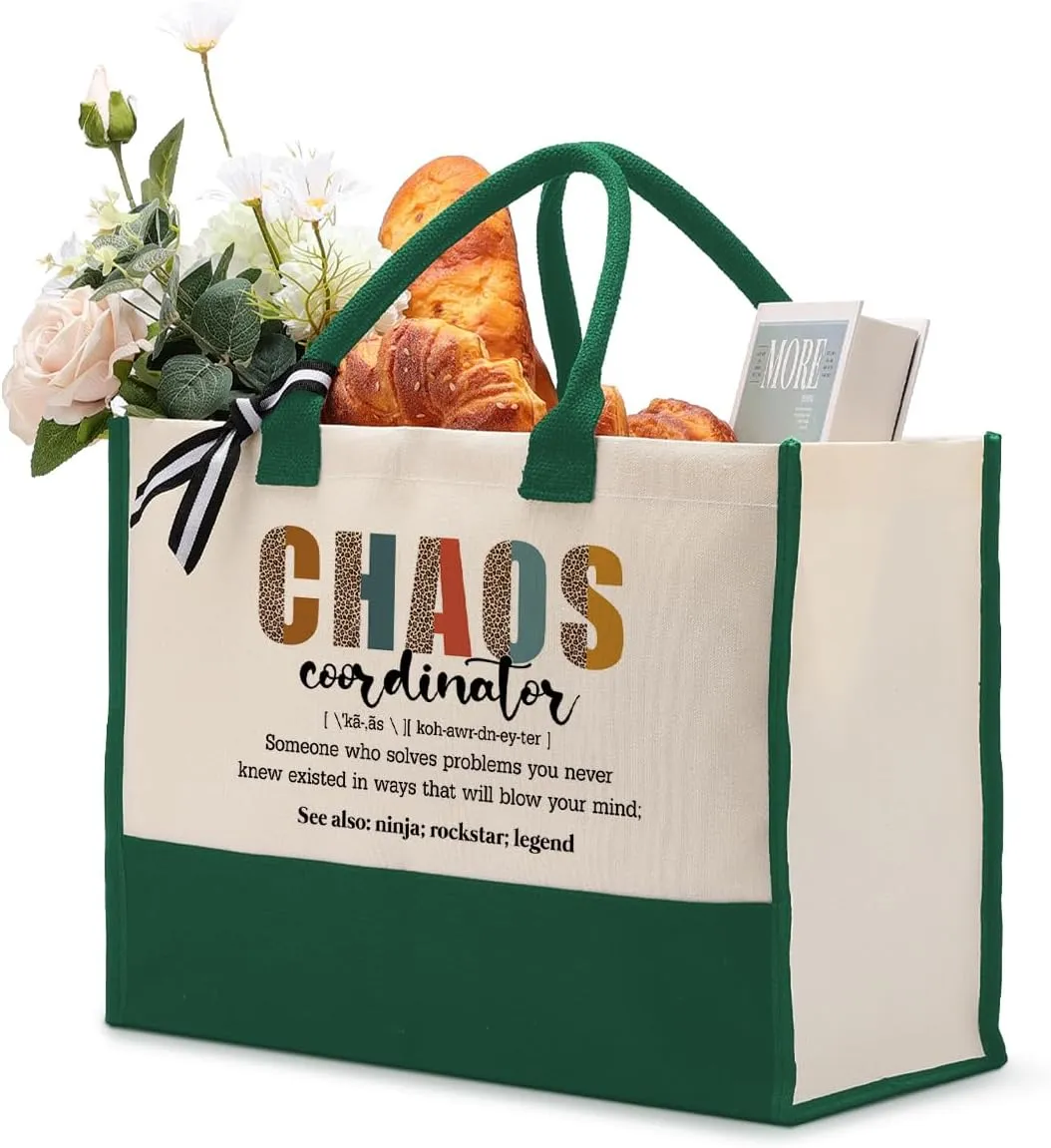 Cotton Canvas Tote Bag for Women, Canvas Tote Bag for Gifting, Chaos Coordinator Bag, Tote Bag Gift for Boss Lady, Mom Appreciation Gift, Teacher Gift, Women Travel Handbag, Canvas Beach Bag B1