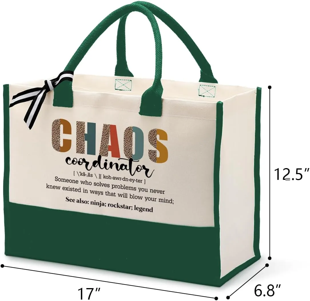 Cotton Canvas Tote Bag for Women, Canvas Tote Bag for Gifting, Chaos Coordinator Bag, Tote Bag Gift for Boss Lady, Mom Appreciation Gift, Teacher Gift, Women Travel Handbag, Canvas Beach Bag B1