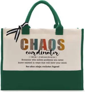 Cotton Canvas Tote Bag for Women, Canvas Tote Bag for Gifting, Chaos Coordinator Bag, Tote Bag Gift for Boss Lady, Mom Appreciation Gift, Teacher Gift, Women Travel Handbag, Canvas Beach Bag B1