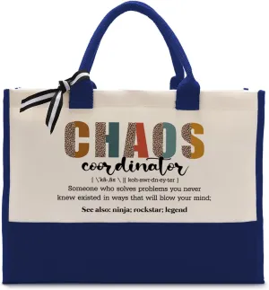 Cotton Canvas Tote Bag for Women, Canvas Tote Bag for Gifting, Chaos Coordinator Bag, Tote Bag Gift for Boss Lady, Mom Appreciation Gift, Teacher Gift, Women Travel Handbag, Canvas Beach Bag C1