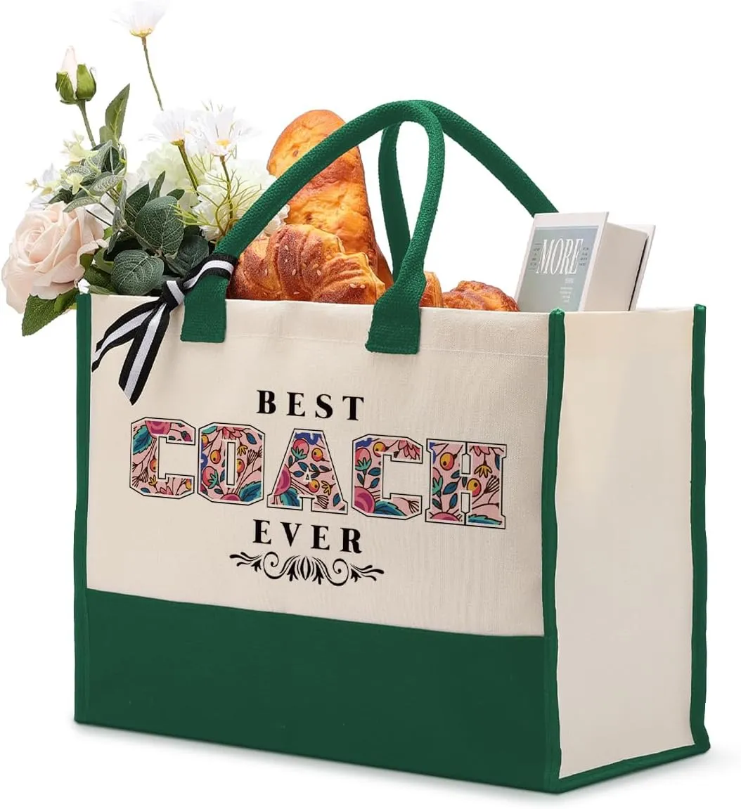 Cotton Canvas Tote Bag for Women, Canvas Tote Bag for Gifting, Tote Bag Gift for Coach, Best Coach Ever Gifts Travel Bag, Gifts for Coach Beach Canvas Tote, Appreciation Gift for Coach B1
