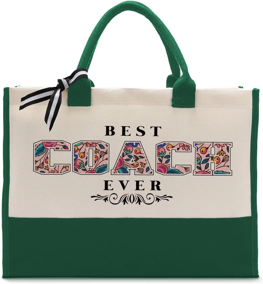 Cotton Canvas Tote Bag for Women, Canvas Tote Bag for Gifting, Tote Bag Gift for Coach, Best Coach Ever Gifts Travel Bag, Gifts for Coach Beach Canvas Tote, Appreciation Gift for Coach B1