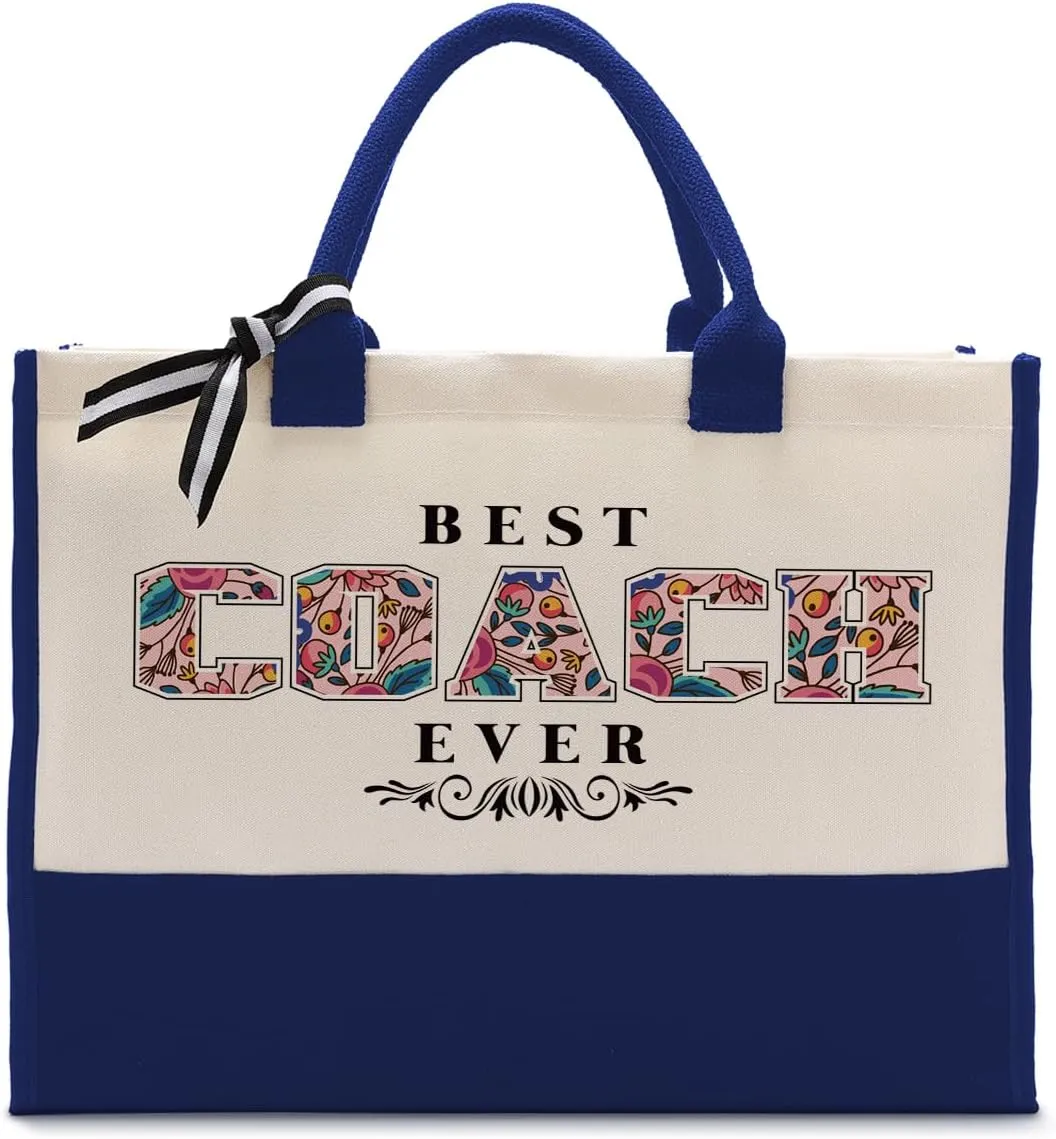 Cotton Canvas Tote Bag for Women, Canvas Tote Bag for Gifting, Tote Bag Gift for Coach, Best Coach Ever Gifts Travel Bag, Gifts for Coach Beach Canvas Tote, Appreciation Gift for Coach C1