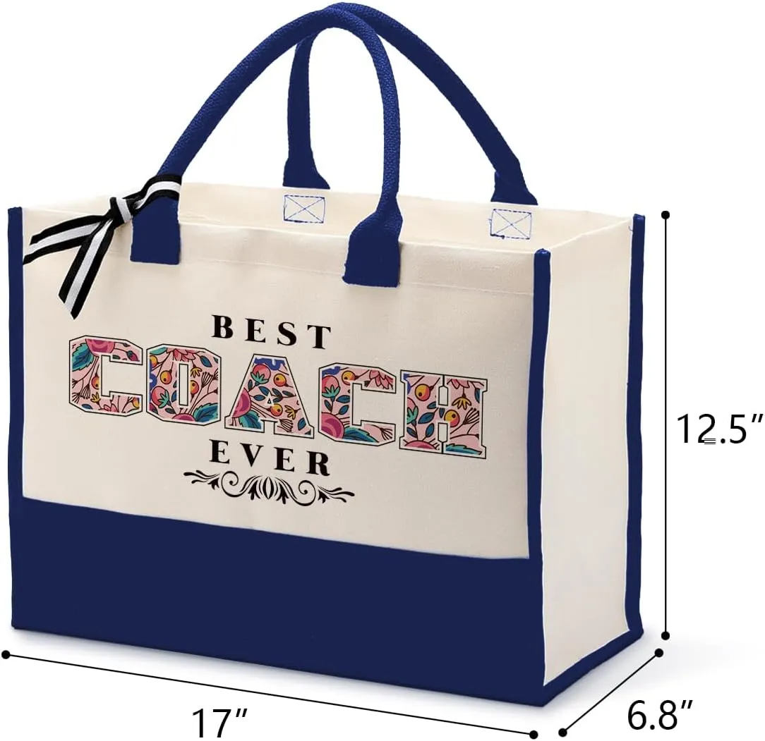 Cotton Canvas Tote Bag for Women, Canvas Tote Bag for Gifting, Tote Bag Gift for Coach, Best Coach Ever Gifts Travel Bag, Gifts for Coach Beach Canvas Tote, Appreciation Gift for Coach C1