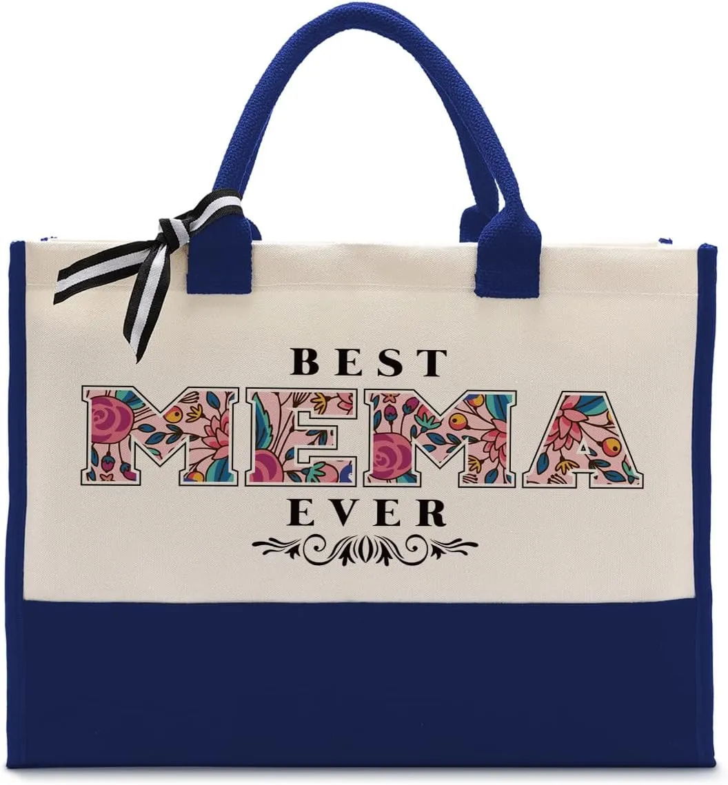 Cotton Canvas Tote Bag for Women, Canvas Tote Bag for Gifting, Tote Bag Gift for Mema, Best Mema Ever Gifts Travel Bag, Gifts for Mema Beach Canvas Tote, Mema Gift for Birthday Mother's Day C1
