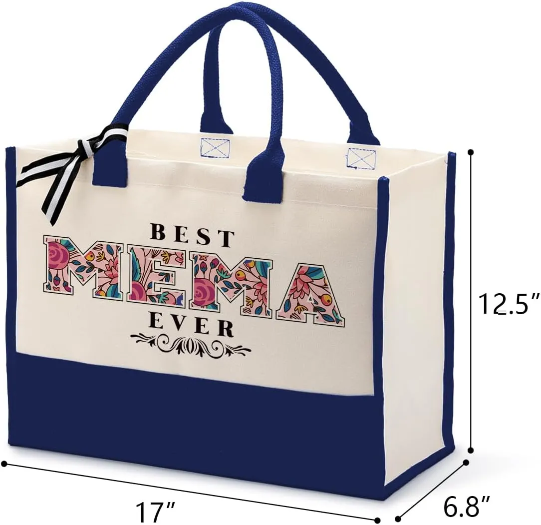 Cotton Canvas Tote Bag for Women, Canvas Tote Bag for Gifting, Tote Bag Gift for Mema, Best Mema Ever Gifts Travel Bag, Gifts for Mema Beach Canvas Tote, Mema Gift for Birthday Mother's Day C1