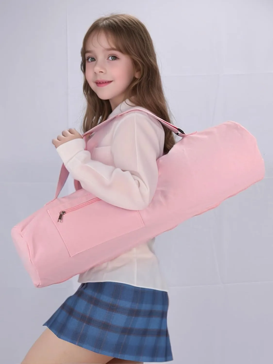 Cotton yoga mat bag with Pockets and Adjustable Strap - Full Zip Cargo Yoga Mat Carrier Bag - Bag for 1/4" 1/3" Thick Yoga Mat