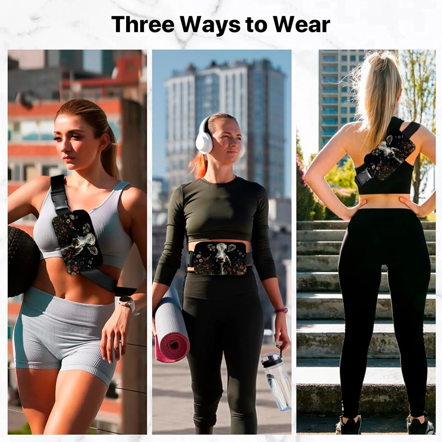 Cow Fanny Pack for Women Men Belt Bag Waterproof Waist Bags With Adjustable Straps Phone Purse Wallet Presents for Travel Sports Workout