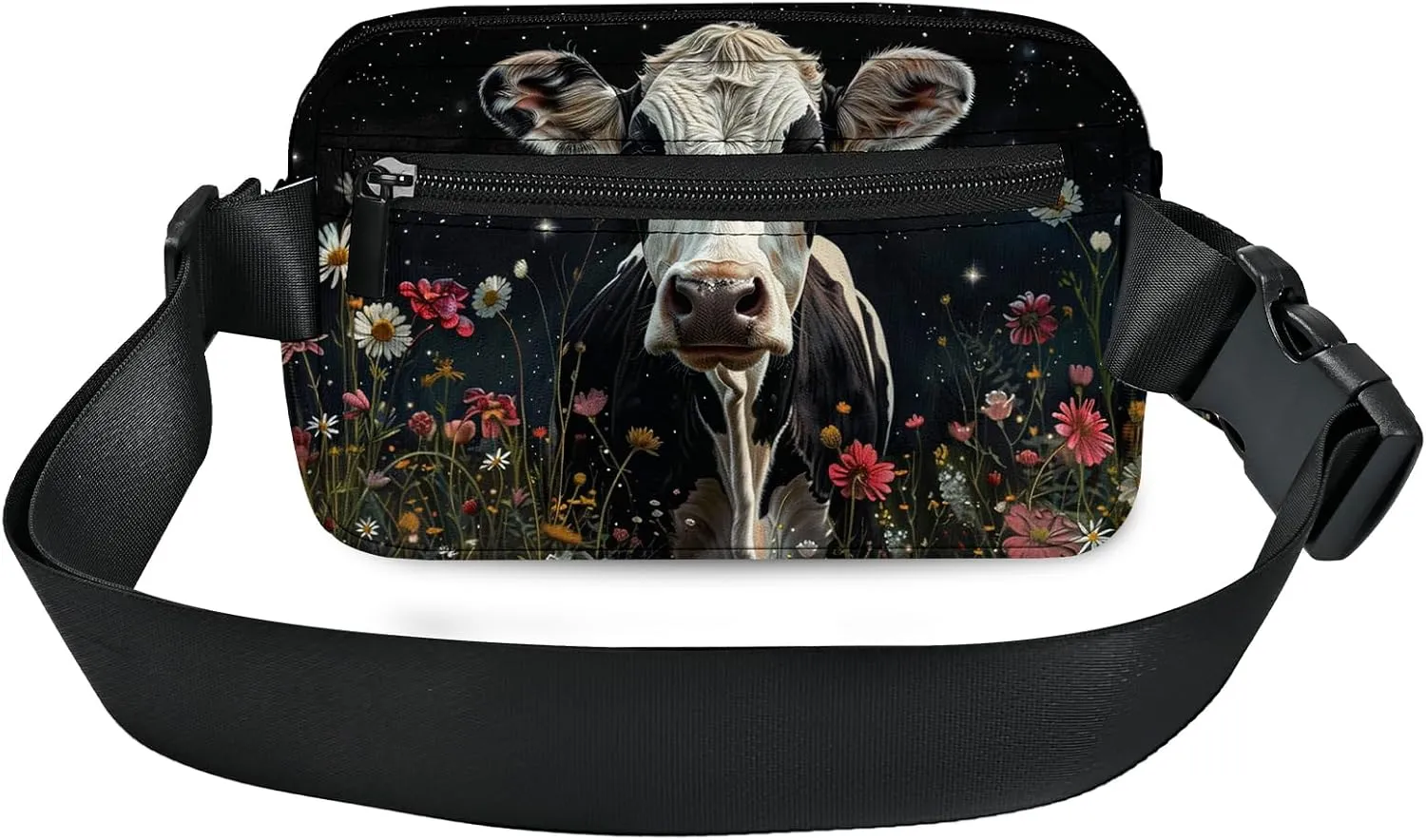Cow Fanny Pack for Women Men Belt Bag Waterproof Waist Bags With Adjustable Straps Phone Purse Wallet Presents for Travel Sports Workout