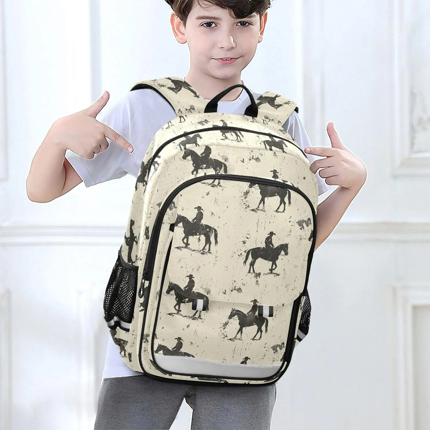 Cowboys Silhouette Children Backpack, Lightweight Large Capacity Elementary Student Backpack, Kid Travel Bags, Backpacks Girl
