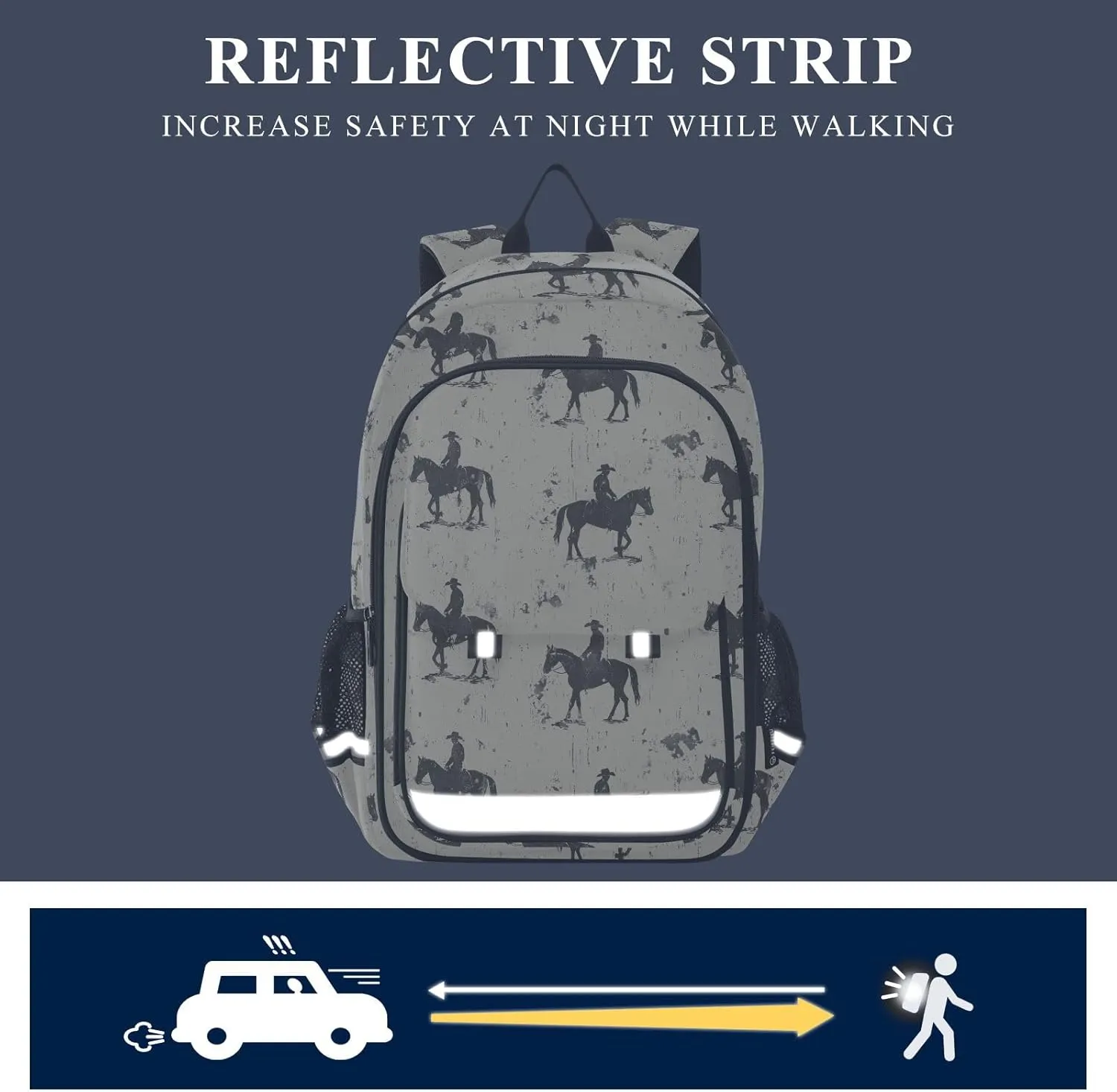 Cowboys Silhouette Children Backpack, Lightweight Large Capacity Elementary Student Backpack, Kid Travel Bags, Backpacks Girl